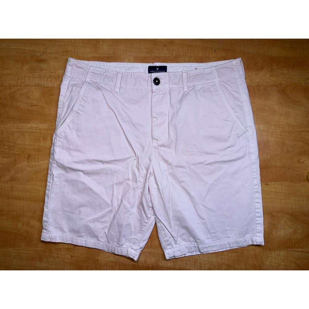 American Eagle Mens Pink Chino Shorts Classic Fit Cotton Twill Size 36